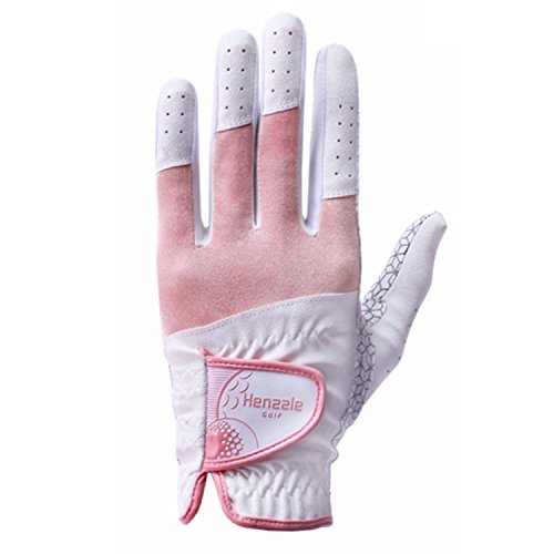 Buy Henzzle Women's Golf Gloves Synthetic Leather Both Hands (Pink