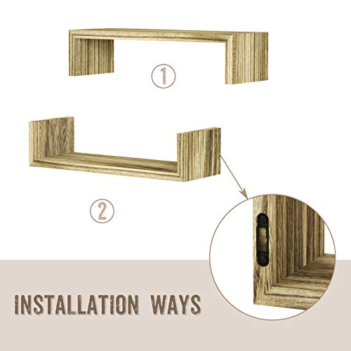 SRIWATANA Floating Shelves Wall Mounted, Solid Wood Wall Shelves