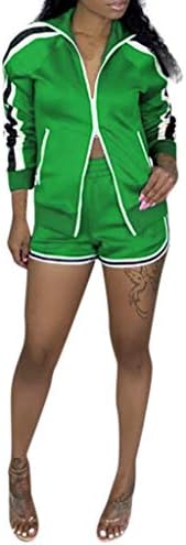 SCHOLIEBEN Shirt Warm Sleeve Size Hat Women Fashion Casual Stripe Zipper Long Sport Tops Short Pants Set
