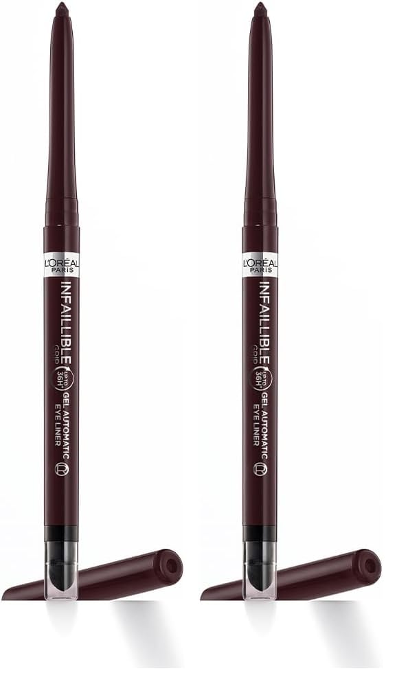 L'Oréal Paris Gel Eyeliner, Intense Long-lasting Colour, Semi Permanent, Infallible Grip 36H Gel Automatic Eyeliner, Brown Denim (Pack of 2)