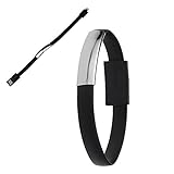 xhorizon ™ ZA5 Fashion Wristband Bracelet Style Cord TPE Flat 8 Pin USB Data Sync Charging Lightning Cable for iPhone 6 6 Plus iPhone 5 5S 5C iPad Nano - Black