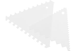 RUNROTOO 8pcs White Plastic Triangle Cake Scraper Set Fine and Coarse Teeth, Cake Decorating Smoother Tools