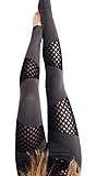 Nulibenna Women's High Waist Mesh Stretchy Workout Sportys Yoga Leggings (Large, Grey 1)