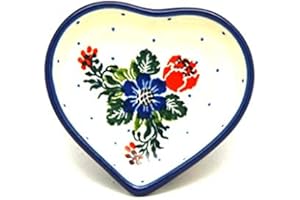 POLISH POTTERY GALLERY Polish Pottery Tea Bag Holder - Heart - Garden Party