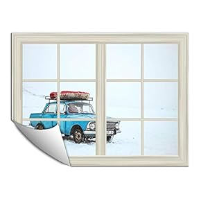 Wall Paper Small Wall Mural Snowscape Out of The Window Wall Art Removable Wall Decoration for Bedroom Living Room - 24x32 inches