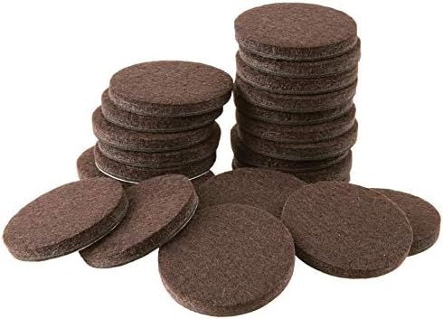 SoftTouch 1 1/2" Round Heavy-Duty Self-Stick Felt Furniture Pads - Protect Surfaces from Scratches & Damage, Brown (24 Pack)