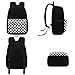 CAMTOP School Backpack Canvas Laptop Backpack Teens Bookbag Set Lunch Bag Pencil Case for Girls Boys(Checkerboard Black)