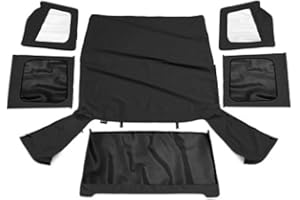 RAMPAGE PRODUCTS Rampage Factory Replacement Soft Top with Door Skins | Vinyl, Black Denim with Tinted Windows | 99415 | Fits 1988 - 1995 Jeep Wrangler YJ