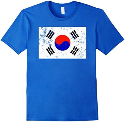 Mens South Korea Flag T-shirt | South Korean Vintage Tee XL Royal Blue