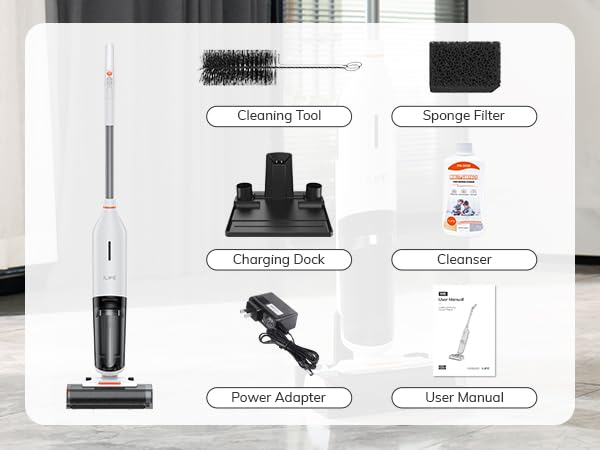 ILIFE W90 Cordless Wet Dry Vacuum Cleaner, All in One Vacuum Mop Hardwood Floor Cleaner, Lightweight One-Step Cleaning for Hard Floors and Multi-Surface