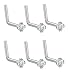 Joybeauti 2mm Stainless Steel Cubic Zirconia Bar Curved L Bend Nose Stud Ring Piercing 20 Gauge Pack of 6 Pcs (White)