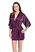 Aibrou Women's Kimono Robes Satin Pure Colour Short style with Oblique V-Neck