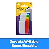 Post-it Tabs, 2 in, Solid, Assorted Colors, Sticks Securely, Removes Cleanly, Great for Binders, Notebooks and File Folders, 6 Tabs/Color, 5 Colors, 30 Tabs/Pack, (686-ROYGB)
