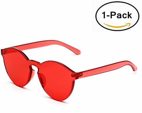 Samto One Piece Sunglasses, 2 Pack pc lens rimless colorful womens sunglasses (Red, 2.3)