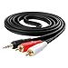 Choseal 3.5mm Audio Cable to 2 RCA Male Aux Cable 6 feet,Gold Plated Speaker Cable Compatible Car MP3 CD Player Mobile Phone PC
