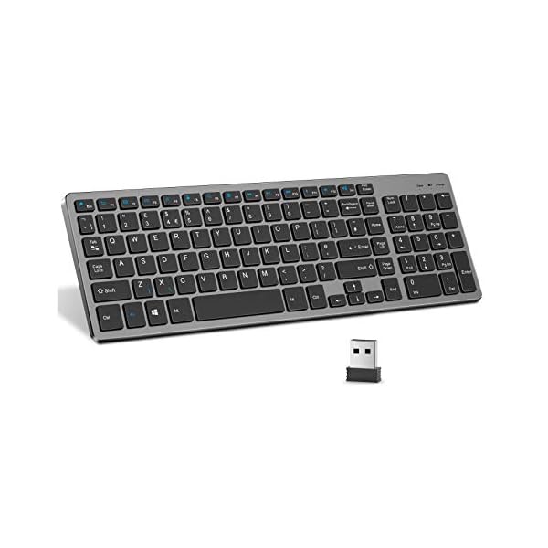 Wireless-Keyboard-24GHz-Ultra-Slim-Rechargeable-Wireless-Keyboard-with-Numeric-Keypad-for-Computer-PC-Laptop-Surface-QWERTY-UK-Layout-Gray Vivefox Wireless Keyboard, 2.4GHz Ultra Slim Rechargeable Wireless Keyboard with Numeric Keypad for Computer, PC, Laptop…