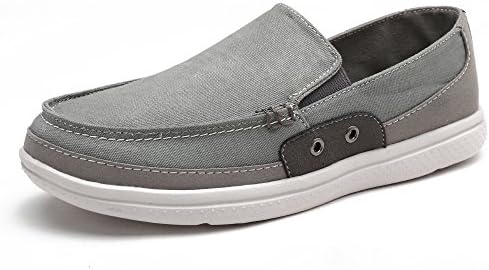 ABDVOOD Men's Canvas Loafers Slip On Casual Flats Walking Shoes Lightweight Sneakers (10.5 D(M) US/10.83 inches, Grey)