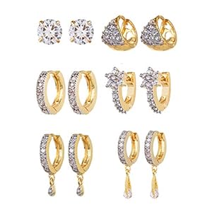YouBella Combo of Trendy American Diamond Earrings