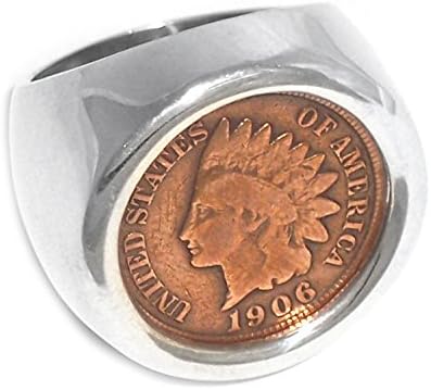 Sterling Silver High Polished Indian Head Penny Ring with Coin Sizes Available 6-15 (11.5)
