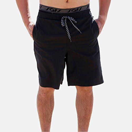 SAFS Men's Solid Color Swim Trunks 12" Inseam Surf Board Shorts Black 38