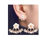 Sunvy Rose Gold Flower Crystal Ear Piercing Stud Earrings Women Rhinestone Earings Fashion Jewelry