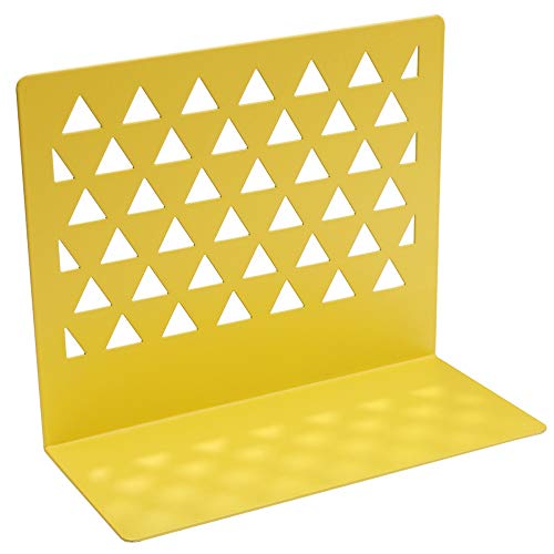 Yagote 1 Pair Desktop Bookends, Metal Hollow Book Ends Stand for Home Bedroom Decor Office Supplies (Yellow)