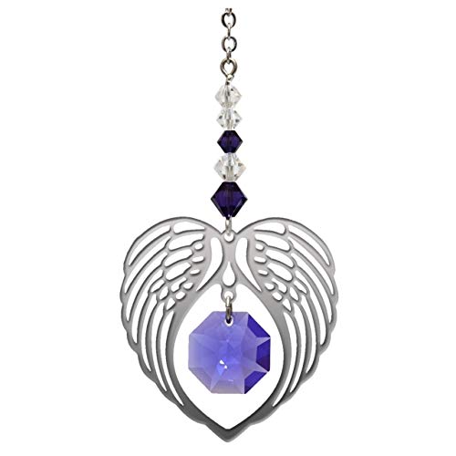 Wild Things Angel Wing Heart - Amethyst February Birthstone Colour Suncatcher Keepsake - Embellished with Crystals from Swarovski®