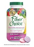 Fiber Choice Nutritional Prebiotic Supplement Sugar-Free Bone Health with Calcium & Vitamin D Tablet 90 Count