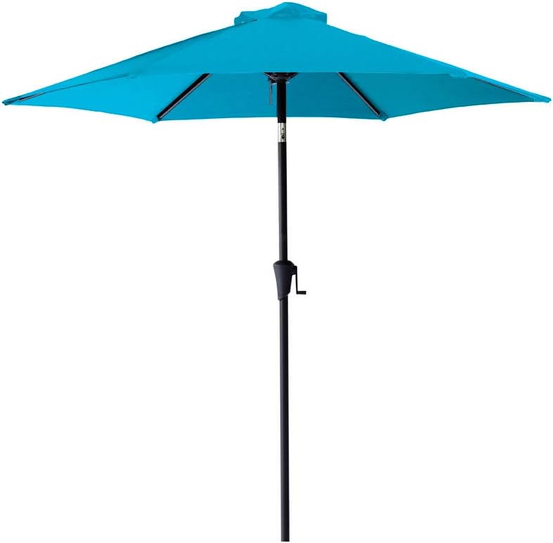 C Hopetree 7 5 Outdoor Tilting Patio Umbrella With Powder Coated Aluminum Pole And 250gsm Fade Resistant Polyester Canopy Turquoise Amazon Co Uk Garden Outdoors