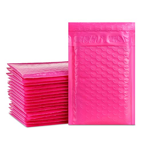 UCGOU 4x8 Inch Poly Bubble Mailers Self Seal Pink Padded Envelopes Waterproof Envelopes Pack of 50