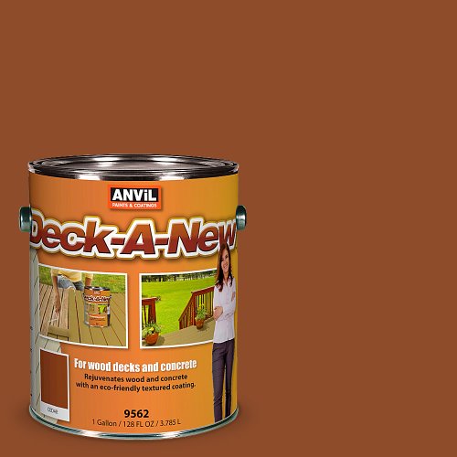 Anvil Deck-A-New Rejuvenates Wood & Concrete Decks Premium Textured Resufacer, Cedar, 1 Gallon