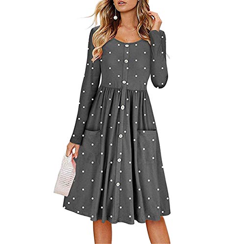 Londony ♥‿♥ Women's Casual Dot Prints Fit Flowy Simple Swing T-Shirt Loose Tunic Dress 815