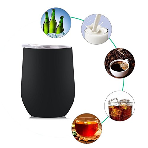 TianJi 9 oz Insulated Wine Tumbler Vacuum Double Wall Stainless Steel Water Bottle Wine Bottle Temperature Preservation Cup for Red, White Wine, Cocktail, Liquors and Nonalcoholic Beverages£¨Black£ - Thumbnail 3