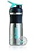 BlenderBottle Sport Mixer Stainless Steel Shaker Bottle, 28 oz, Black/Aqua
