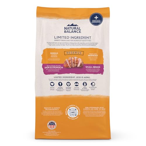 NATURAL BALANCE LIMITED INGREDIENT SMALL-BREED ADULT GRAIN-FREE DRY DOG FOOD, RESERVE DUCK & POTATO RECIPE, 12 POUND (PACK OF 1)