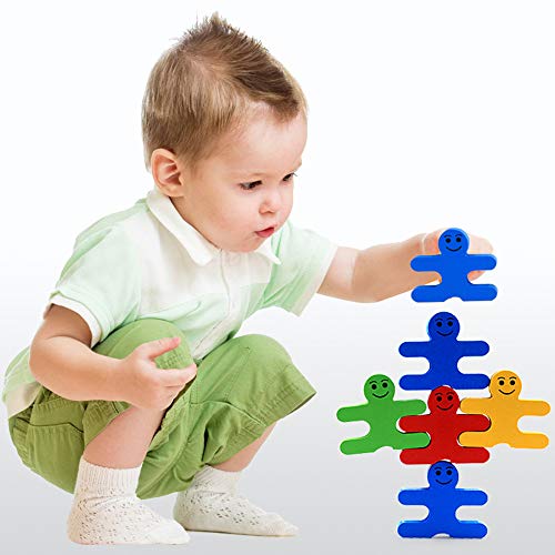 RuoFeng Kids Wooden Building Block Set, Natural Wooden Stacking Game Toys for Kids Children Toddlers Preschool Boys and Girls Learning Educational Toys 4 Color,16 Pieces