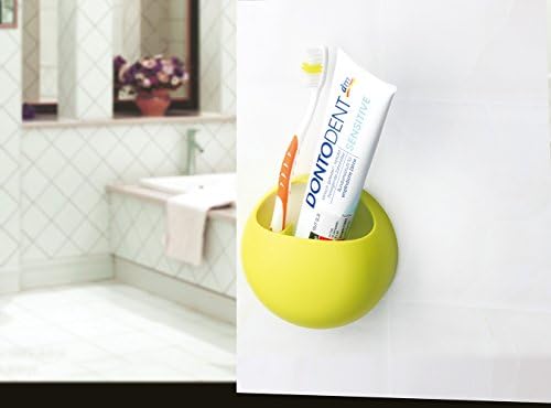 DOCCIS High-end Wall Mounted Toothbrush Holder Mobile Phone Holder for Toilet Razor Holder for Bathroom with 2 Super Strong Adhesive Stickers (Toothbrush Holder,Yellow)
