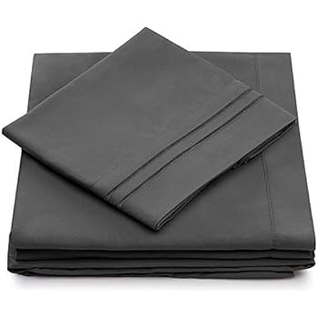 Split King Bed Sheets - Grey Luxury Sheet Set - Deep Pocket - Super Soft Hotel Bedding - Cool & Wrinkle Free - 2 Fitted, 1 Flat, 2 Pillow Cases - Charcoal SplitKing Sheets - 5 Piece