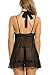 Avidlove Womens Lingerie Halter Chemises Strappy Babydoll Nightwear,Black,Medium