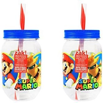 Nintendo Super Mario Mason Jar Reusable Cups (19 OZ)(2 Pack)