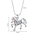 Nimteve Girls Necklaces Silver Tone Multicolored Crystals Horse Pendant Pony Mustang Charm Necklace for Little Girls 18 Inches