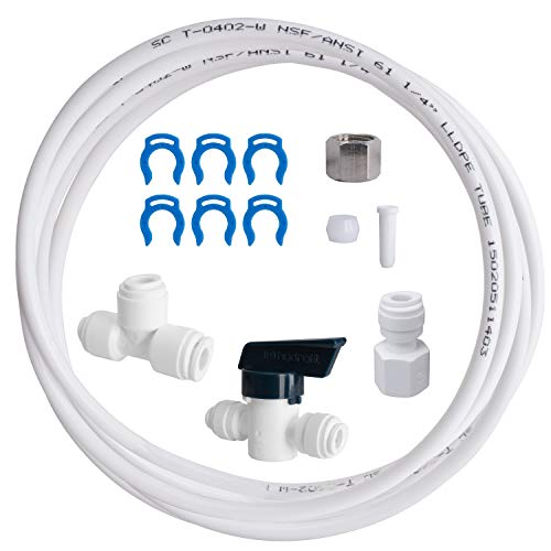 Aquasure Ice Maker Water Line Kit with ShutOff Valve, 25’ Food Grade 1