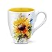 DEMDACO Dean Crouser Sunflower Watercolor Yellow On White 16 Ounce Glossy Stoneware Mug With Handle
