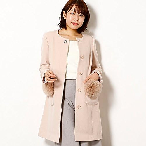 Amazon レッセパッセ Laisse Passe 美人百花コラボ ノーカラーポケットファーコート 29ピンクベージュ 036 S コート ジャケット 通販