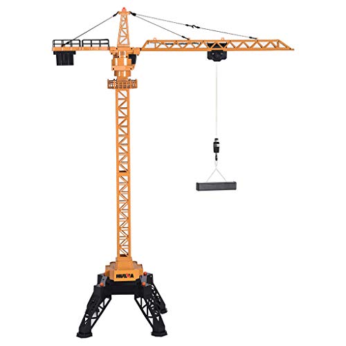 50 inch Tower Crane Construction Vehicle Playset Toy for Boys Model Car Remote Control Construction Crane Toy Engineering Vehicle RC Car(Yellow)