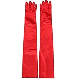 GYBest Classic Adult Size 21" Long Party Bridal Dance Opera Length Satin Gloves (Red)