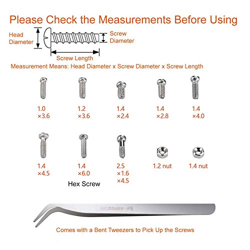 image for HQMaster 1000Pcs Eyeglasses Sunglass Spectacles Tiny Screws Nut Assort