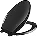 KOHLER K-4636-7 Cachet Elongated, Grip-Tight Bumpers, Quiet-Close Release Hinges, Quick-Attach Hardware, No Slam Toilet Seat, Black