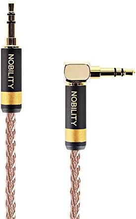 OCC 3.5mm Auxiliary Audio Cable, Jack to Jack, 90 Degree Right Angle for Smartphones ,Tablets, Speakers ,Cars, Home Audio System and More-Length 17CM