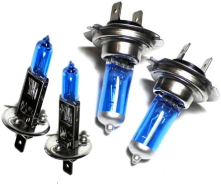 2 x H7 100w 2 x H1 100w Super White Ultra Bright Headlight Bulbs Set 12V Xenon Look, Halogen Upgrade Car Vehicle (1 Pair) of each type.